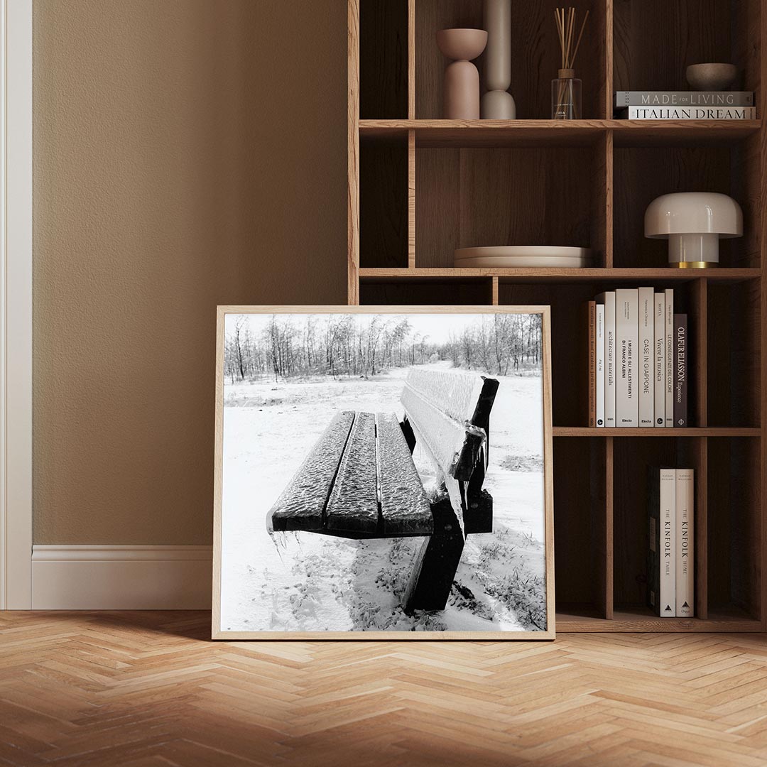 Ijsbank in winterlandschap Poster