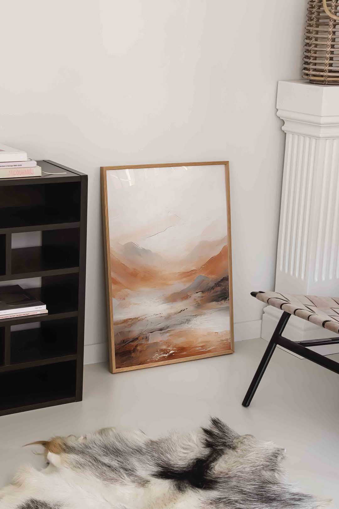 Landschap in beige en bruin Poster