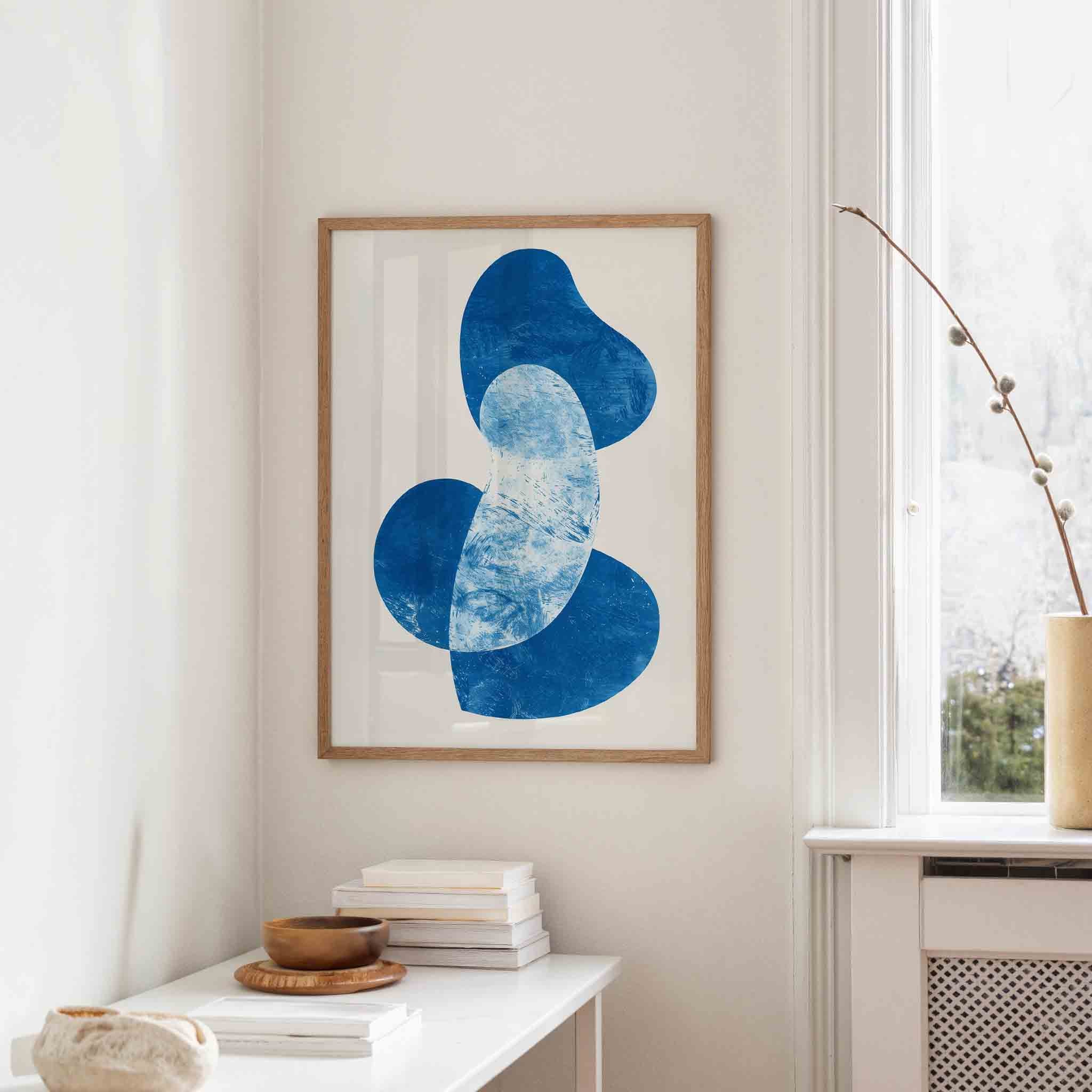 Abstracte blauwe vormen Poster
