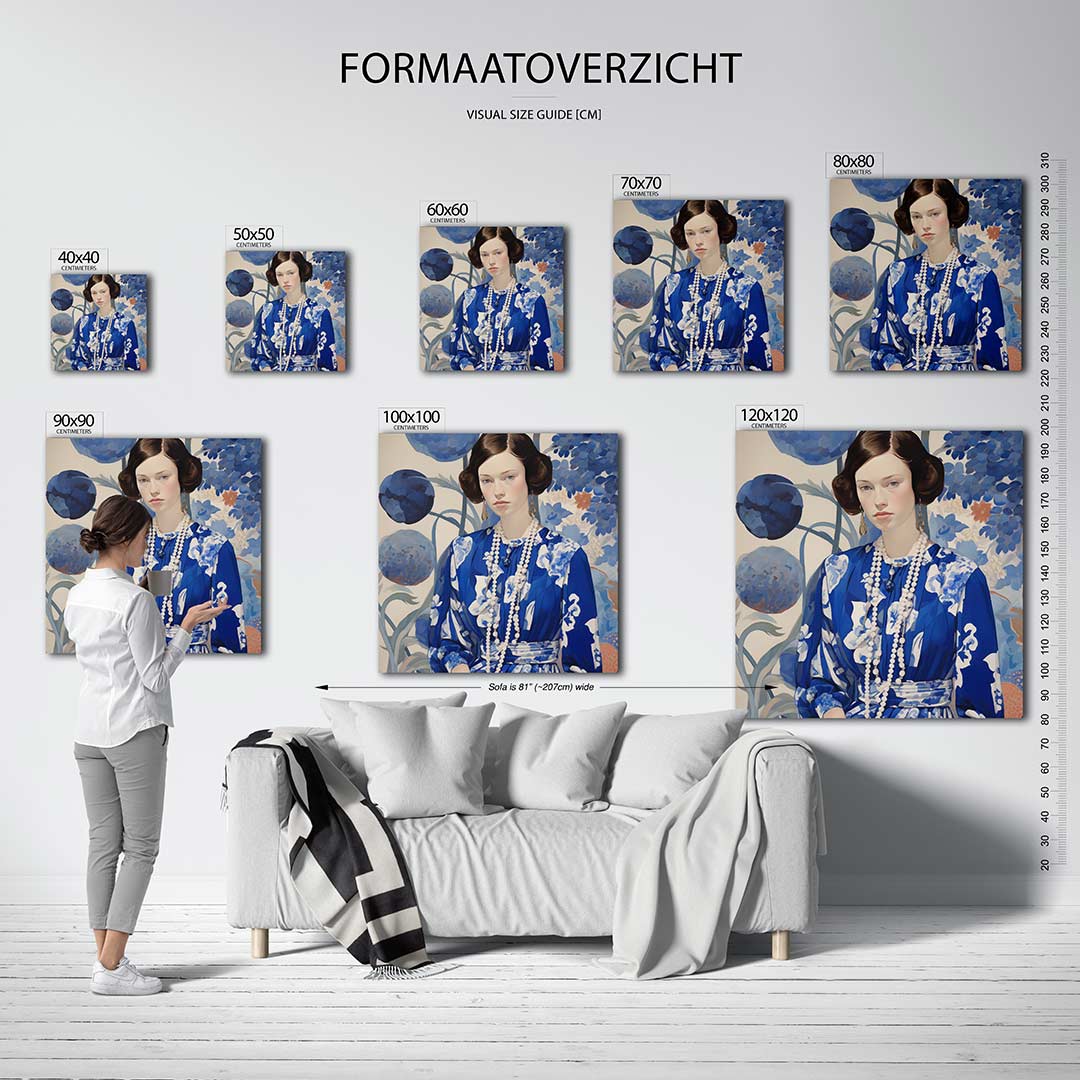 Vrouwelijk portret bloemen Kunstwerk