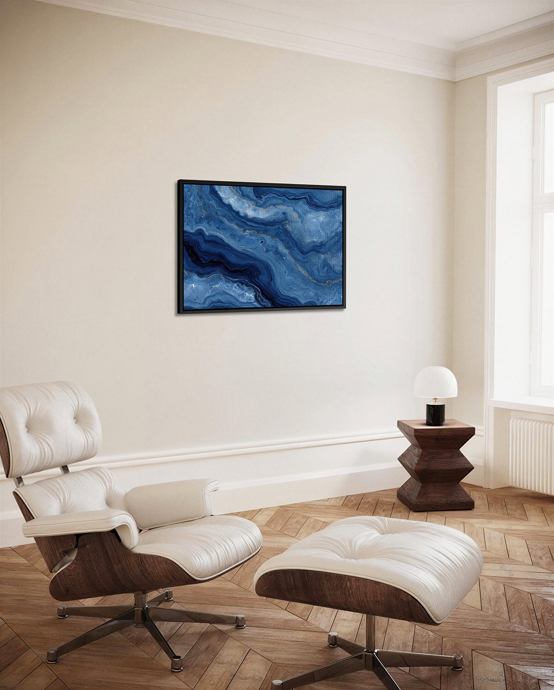 Golvende blauwe patronen Kunstwerk