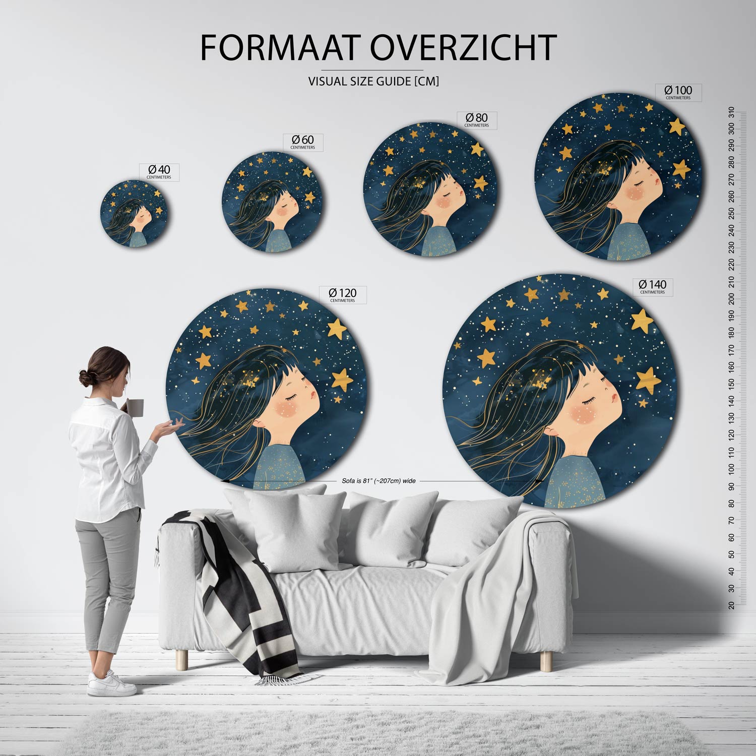 Sterren en meisje Muurcirkel