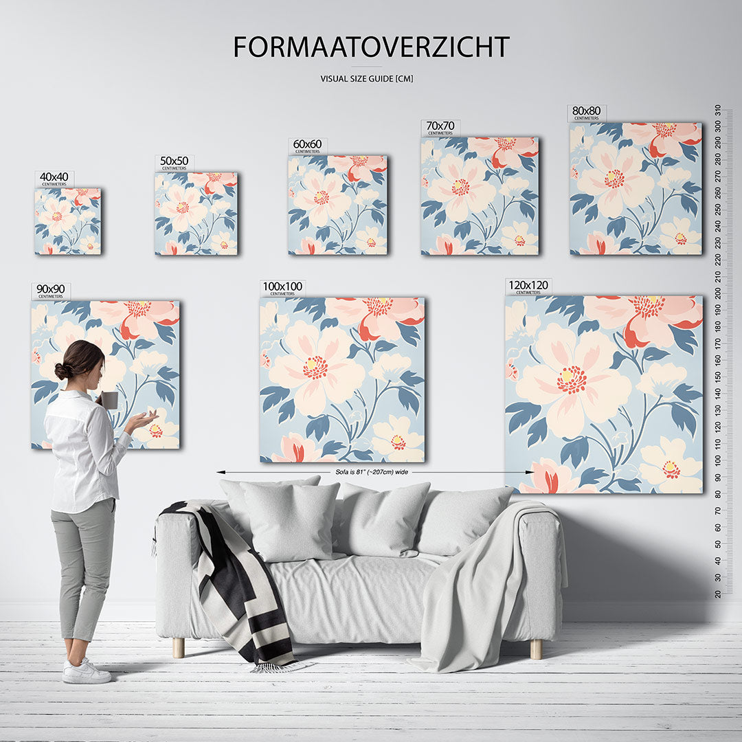 Bloemmotief met zachte tinten Kunstwerk