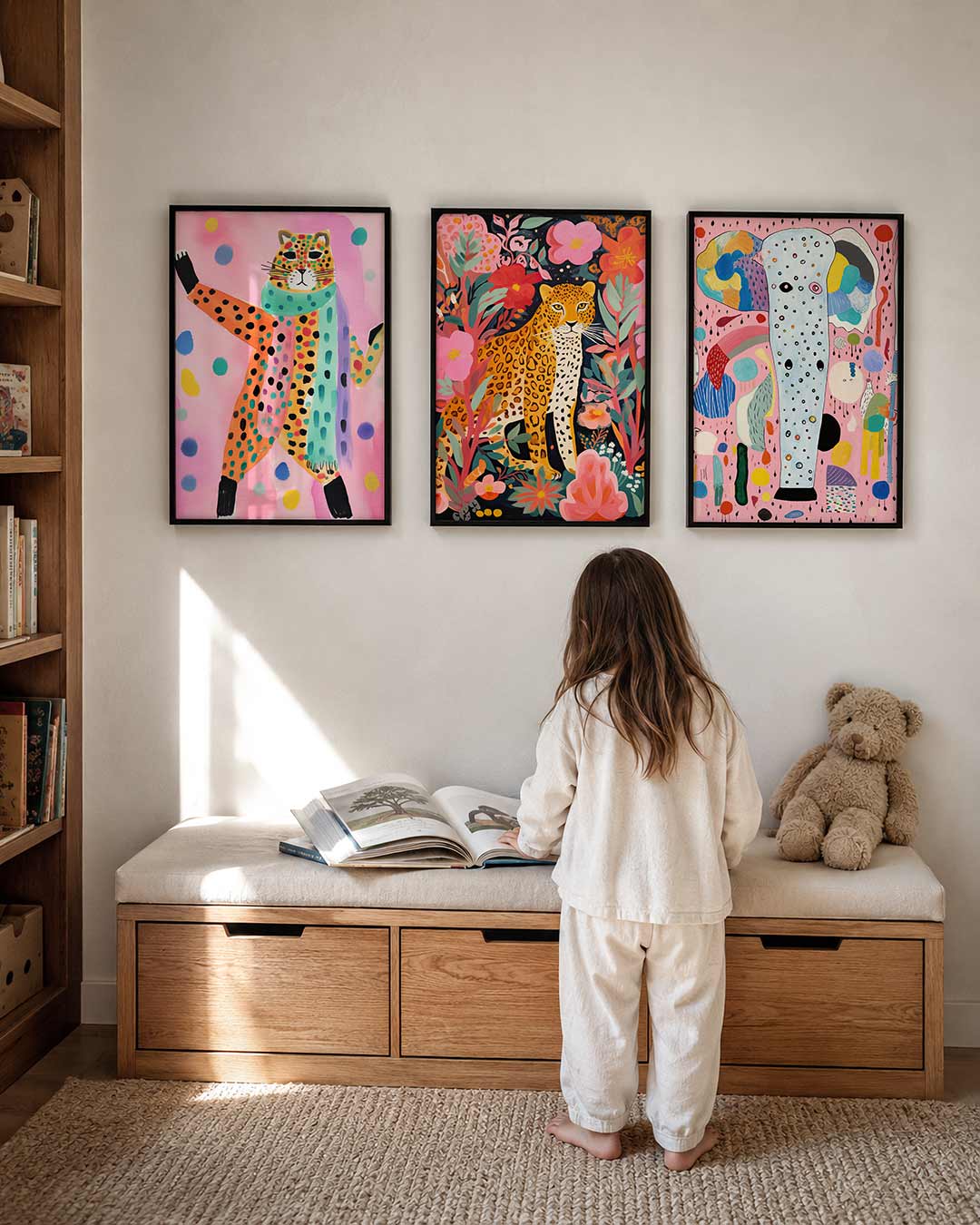 Vrolijke kleurenkat Posterset