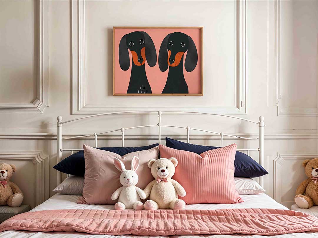 Twee honden op roze Poster