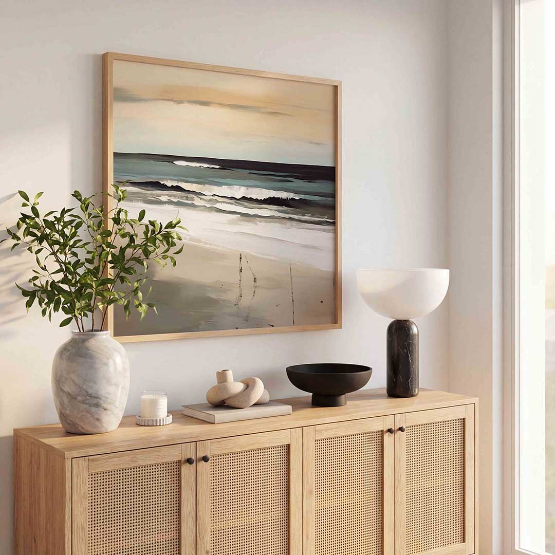 Golven en strand Poster