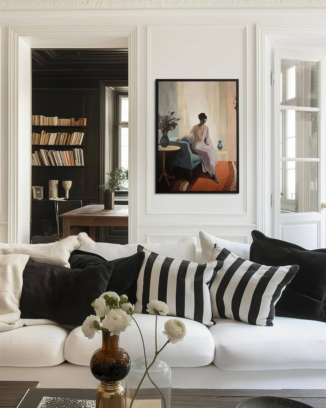 Vrouw in interieur Kunstwerk