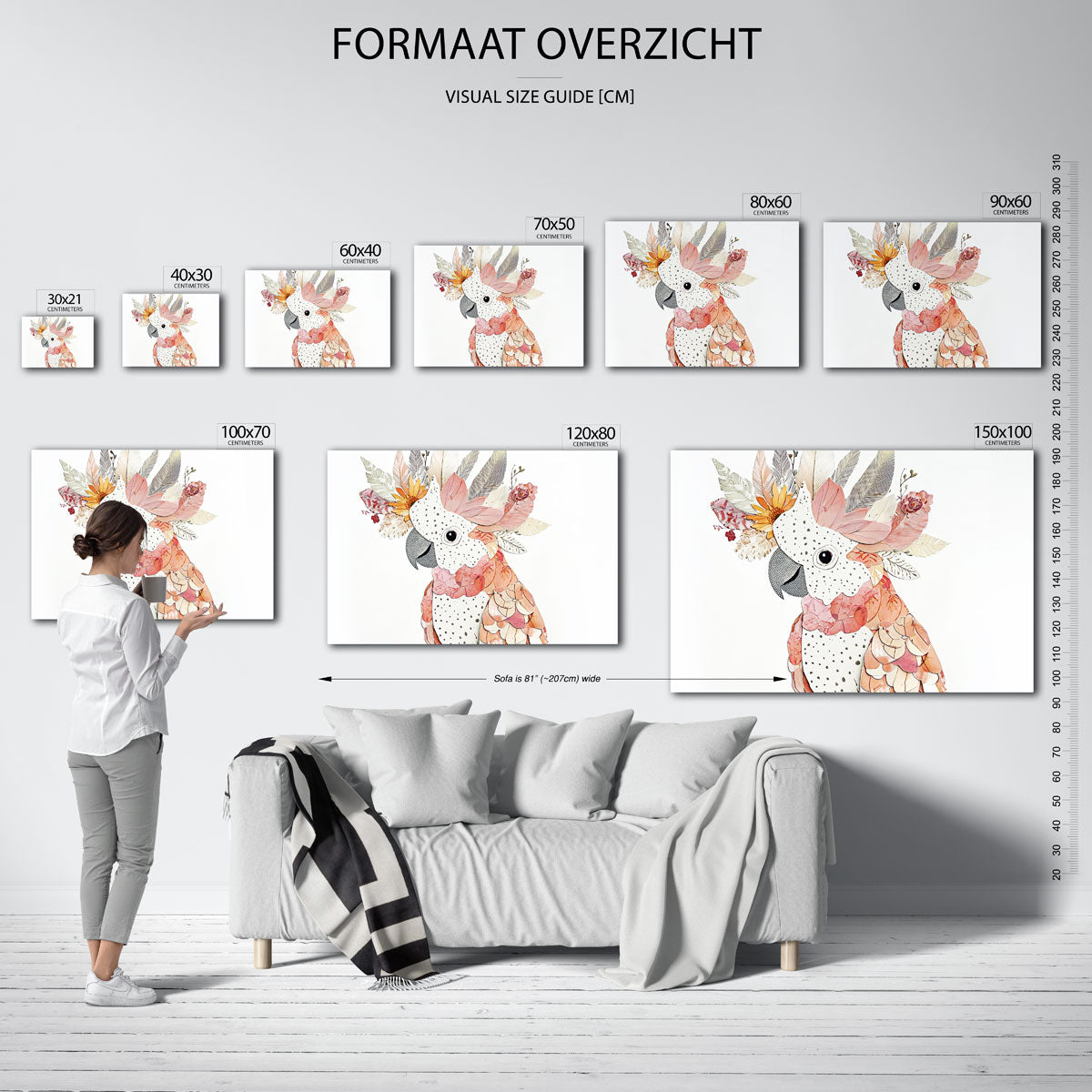 Papegaai met bloemen Poster