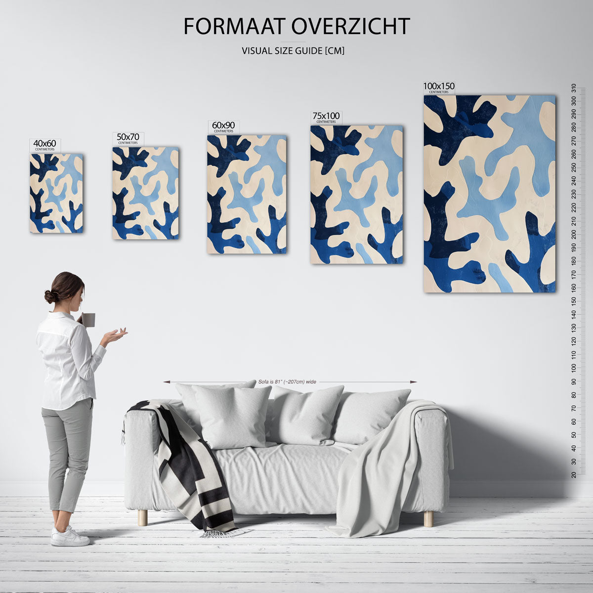 Organische blauwe vormen Kunstwerk
