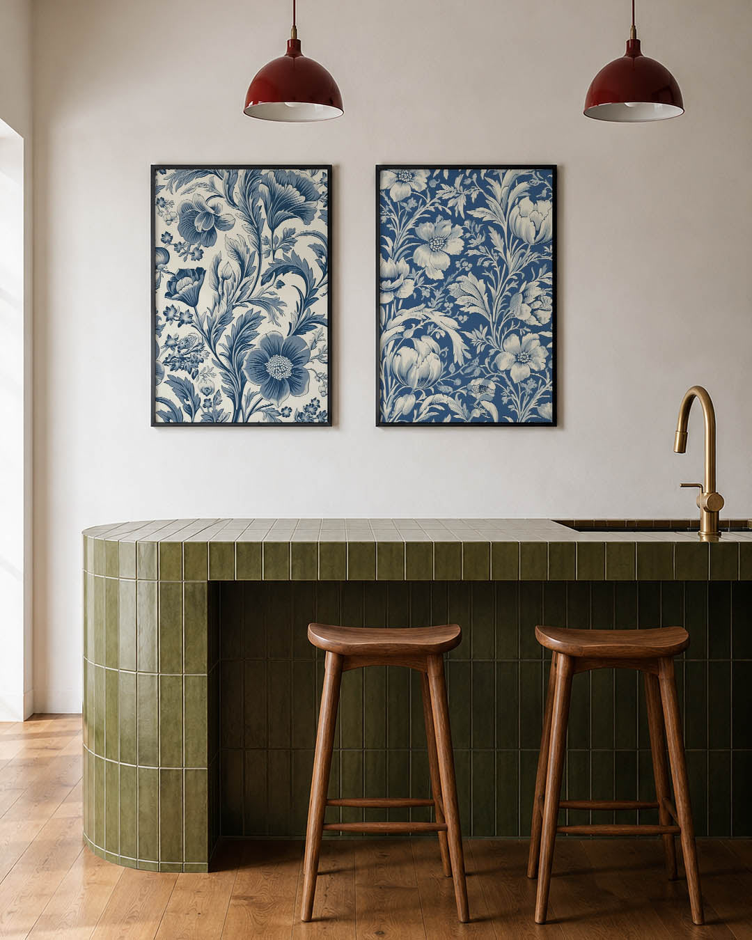 Blauwe bloemenweelde Posterset