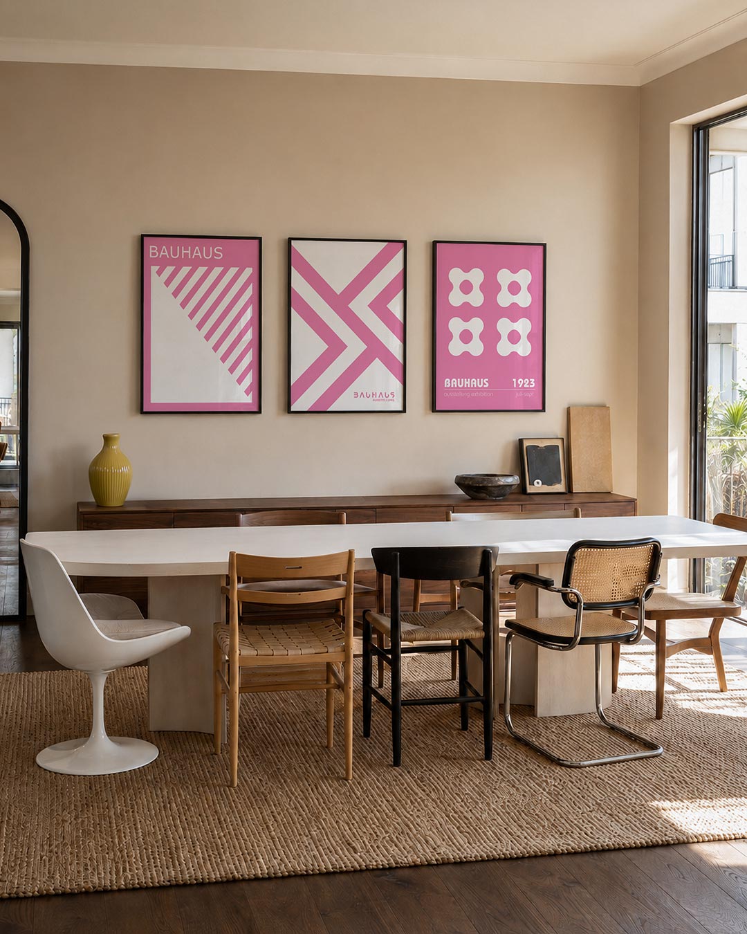 Roze lijnenspel Posterset