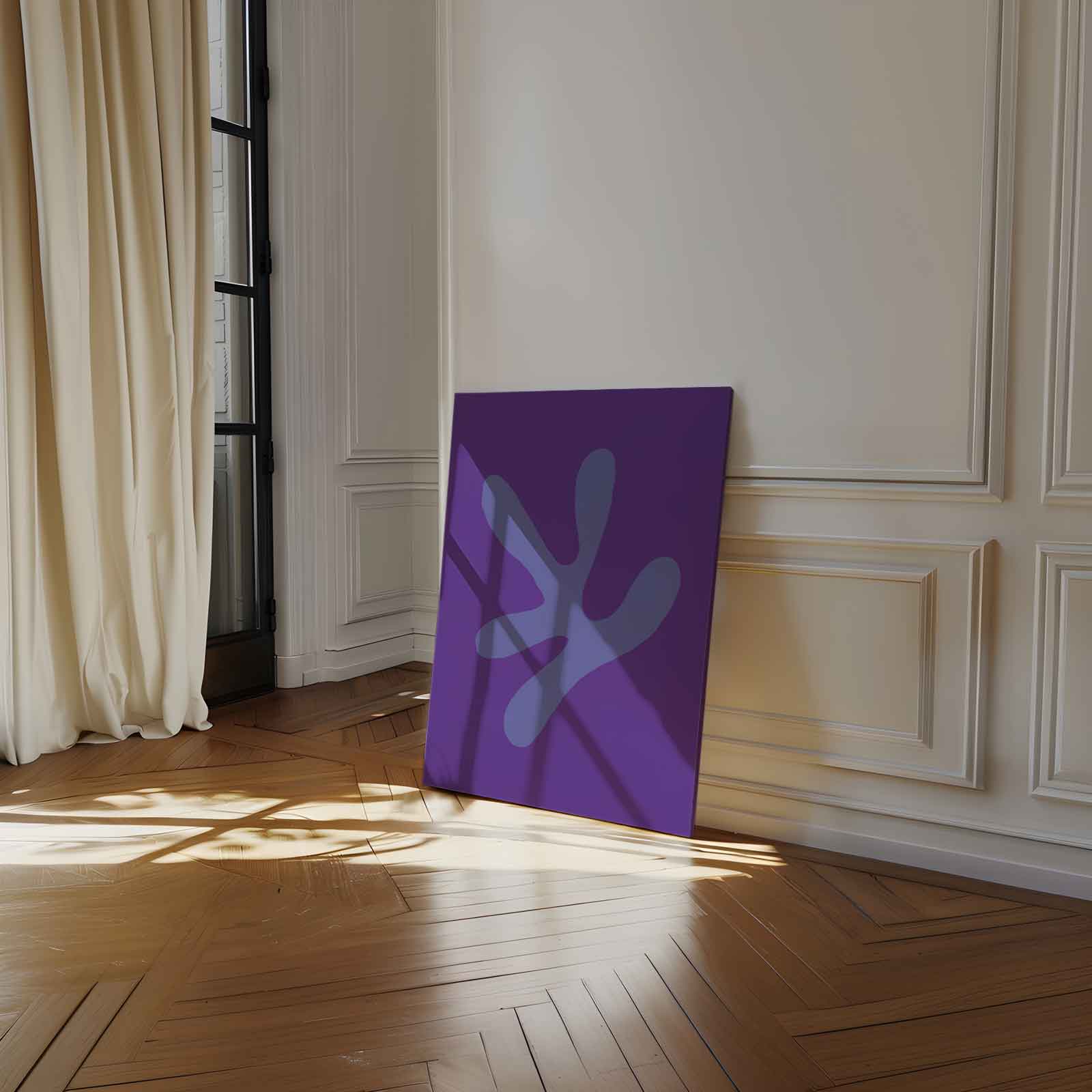 Speelse Paarse Vormen Kunstwerk-canvas-dibond-plexiglas-wanddecoratie-WallArtistic