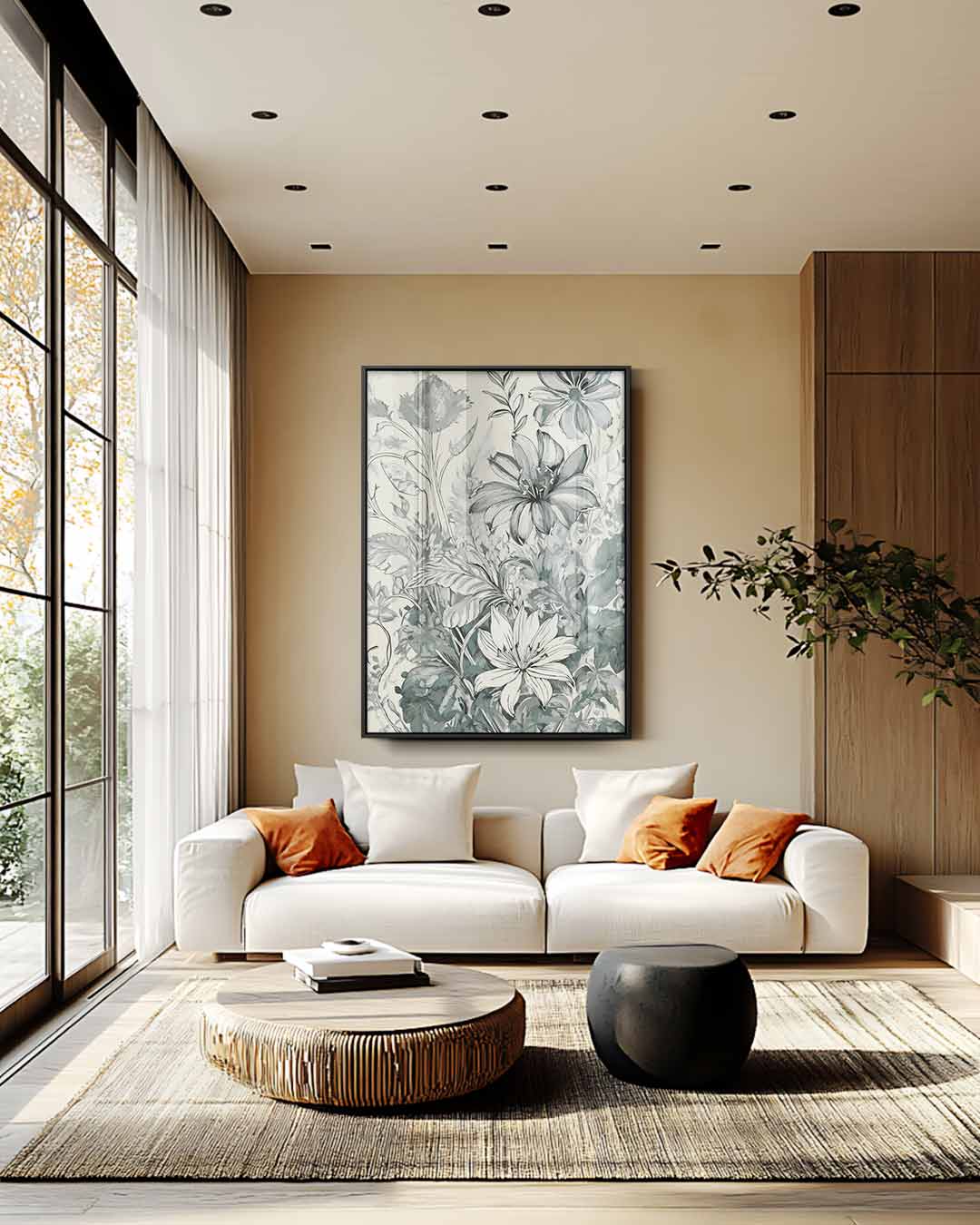 Botanische Grijstinten Kunstwerk-canvas-dibond-plexiglas-wanddecoratie-WallArtistic