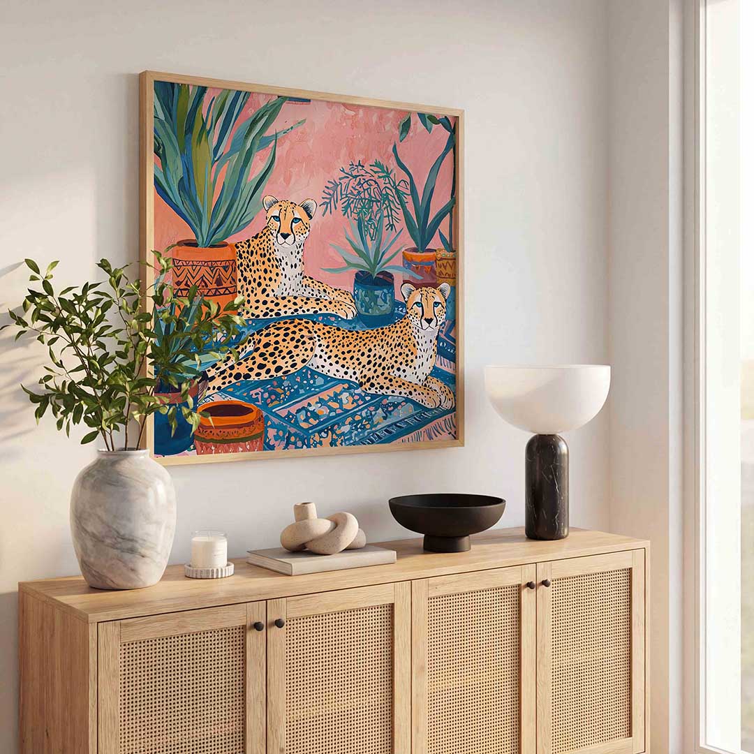 Luipaarden en planten Poster