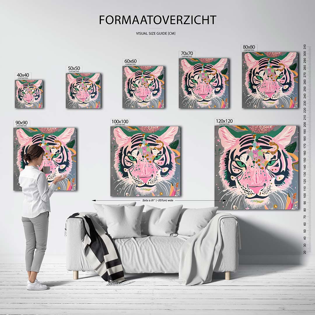 Kleurrijke tijgerkop Kunstwerk