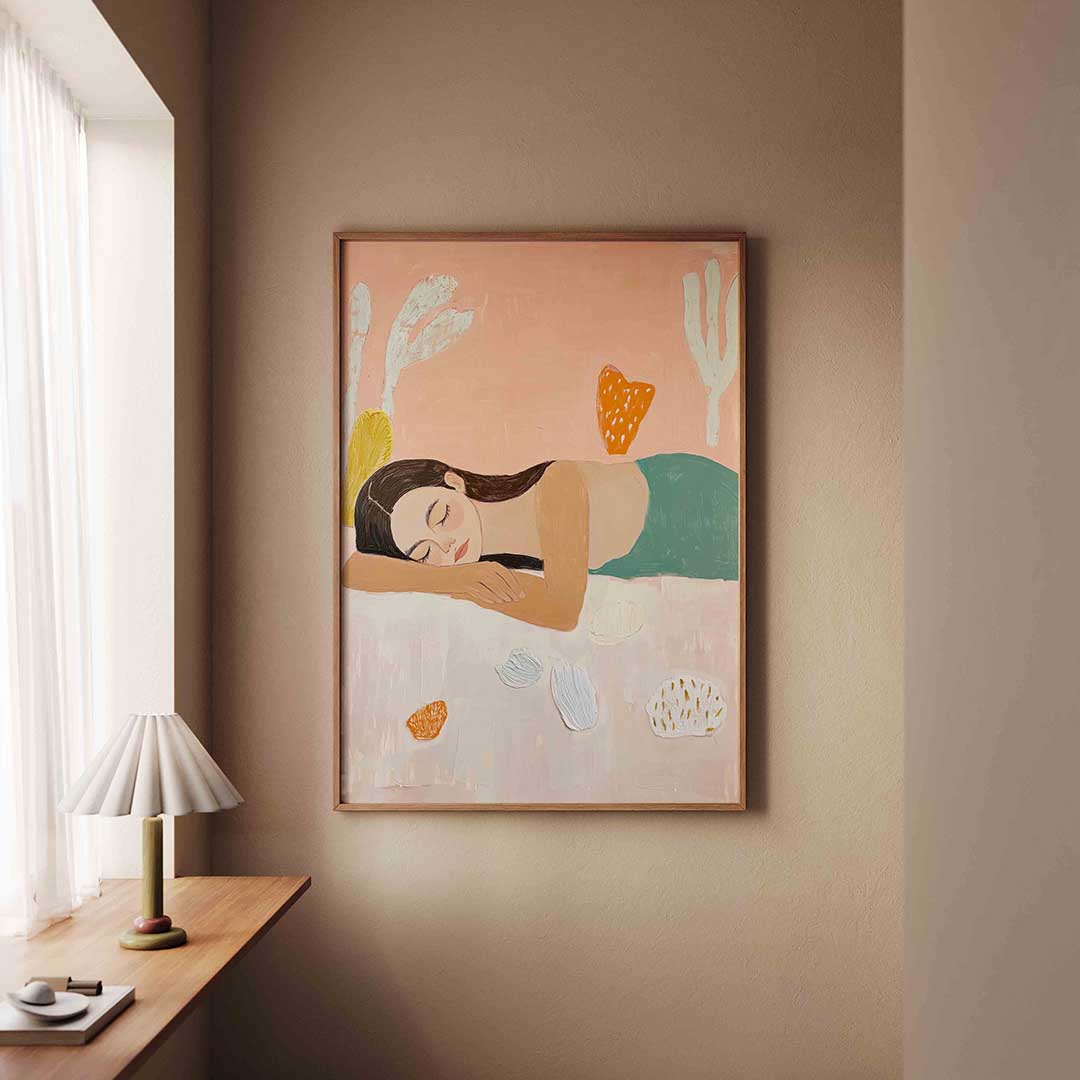 Slapende vrouw met abstracte vormen Poster