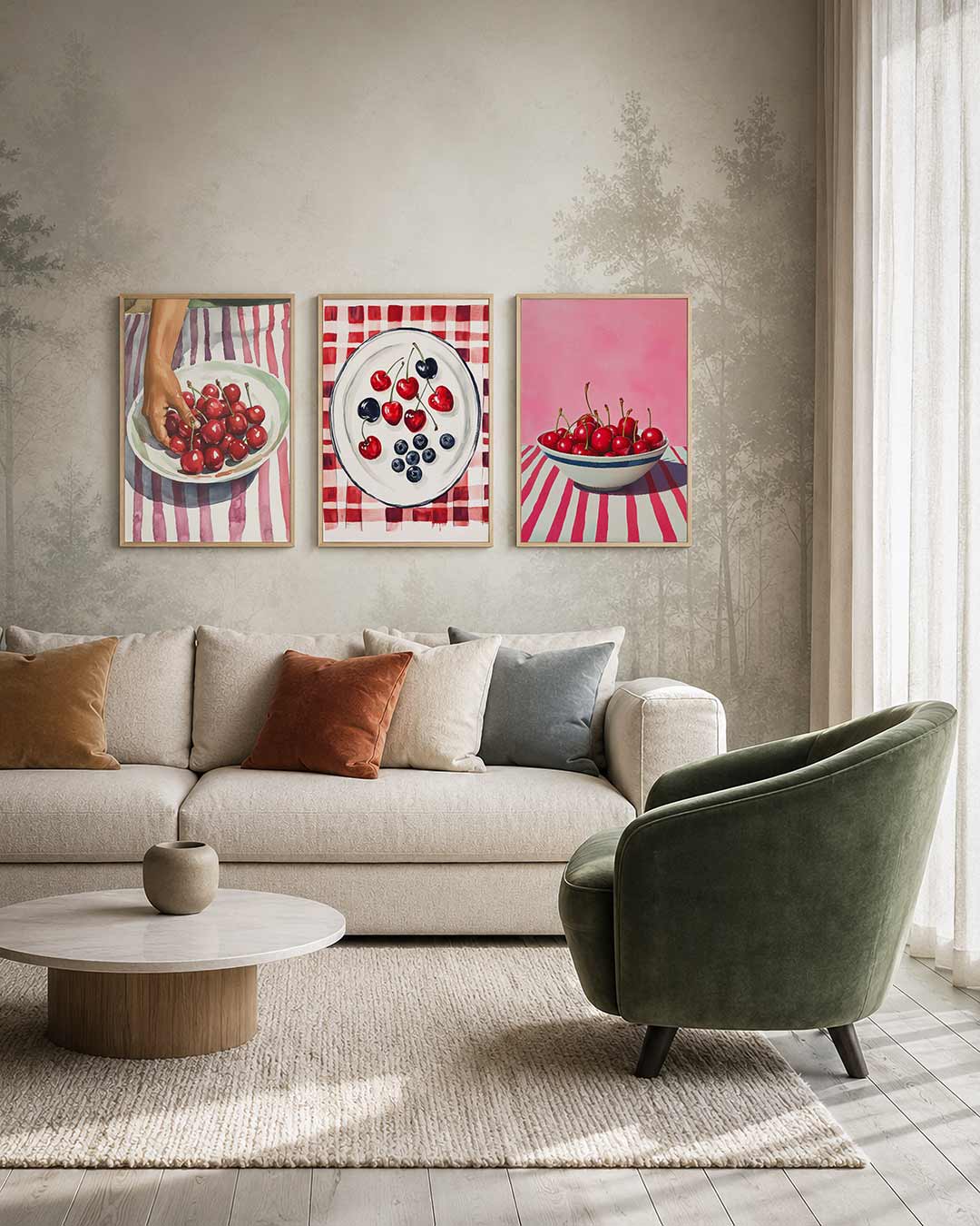 Kersen en strepen Posterset