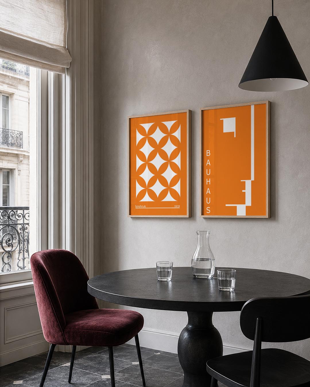 Oranje cirkelpatroon Posterset