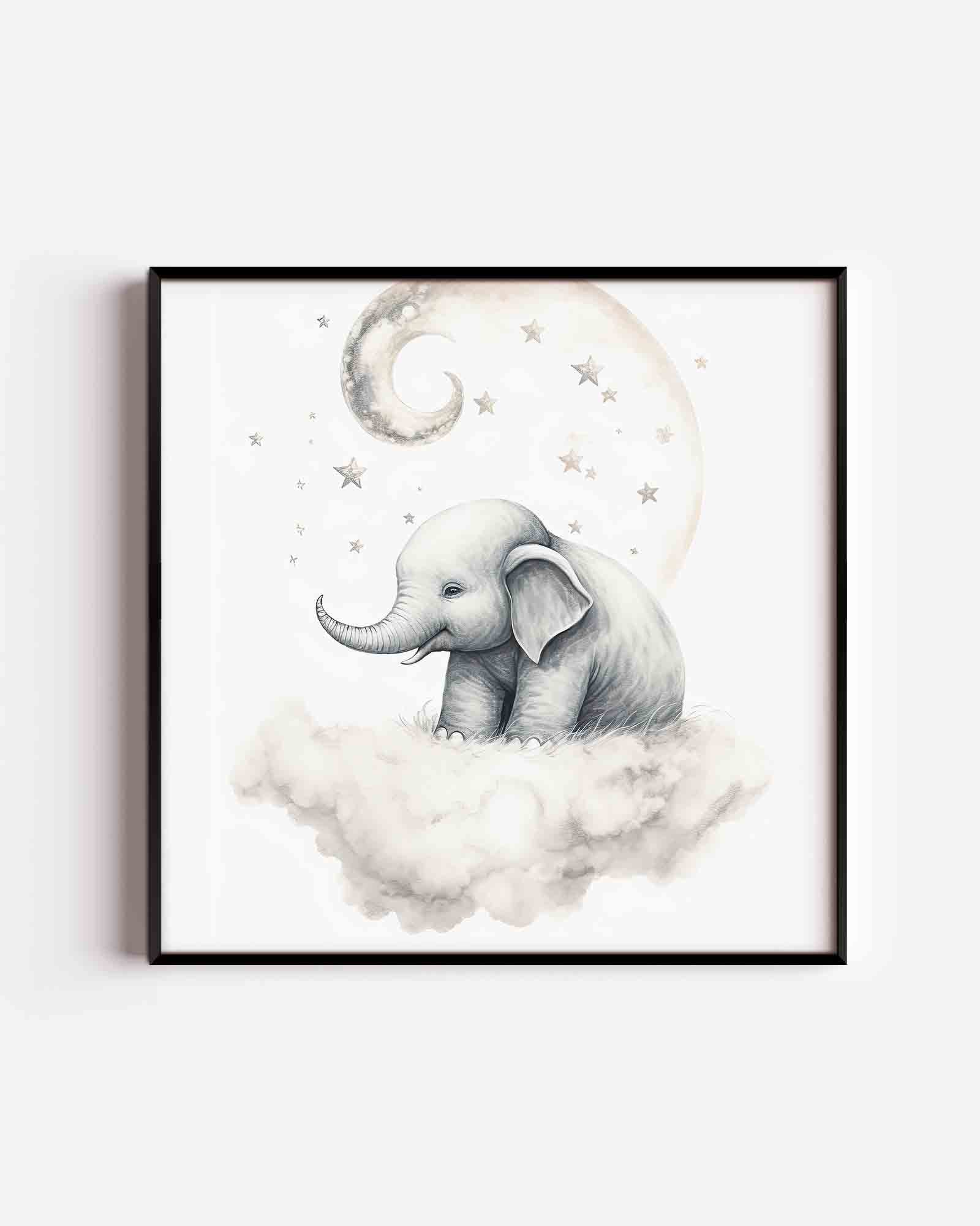 Olifant op wolk Poster