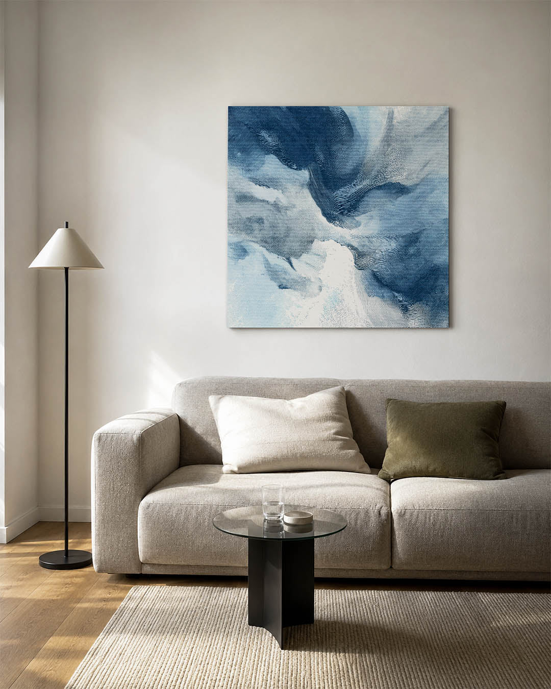 Golvende blauwe vormen Kunstwerk