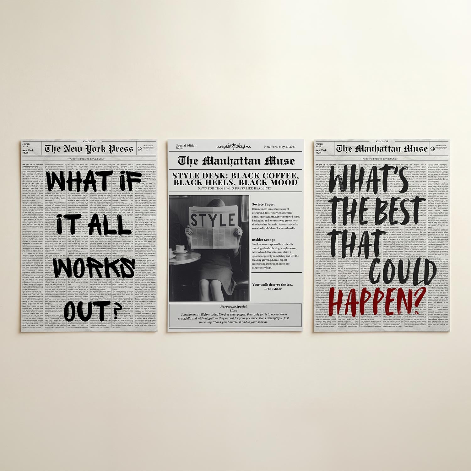 Typografische uitdrukking Posterset