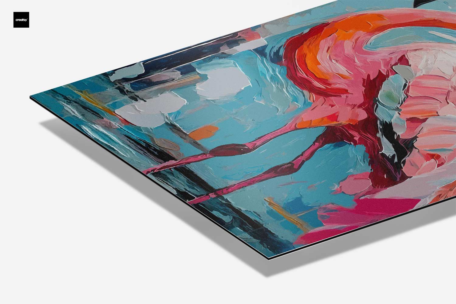 Flamingo in Kleurrijke Omgeving Kunstwerk