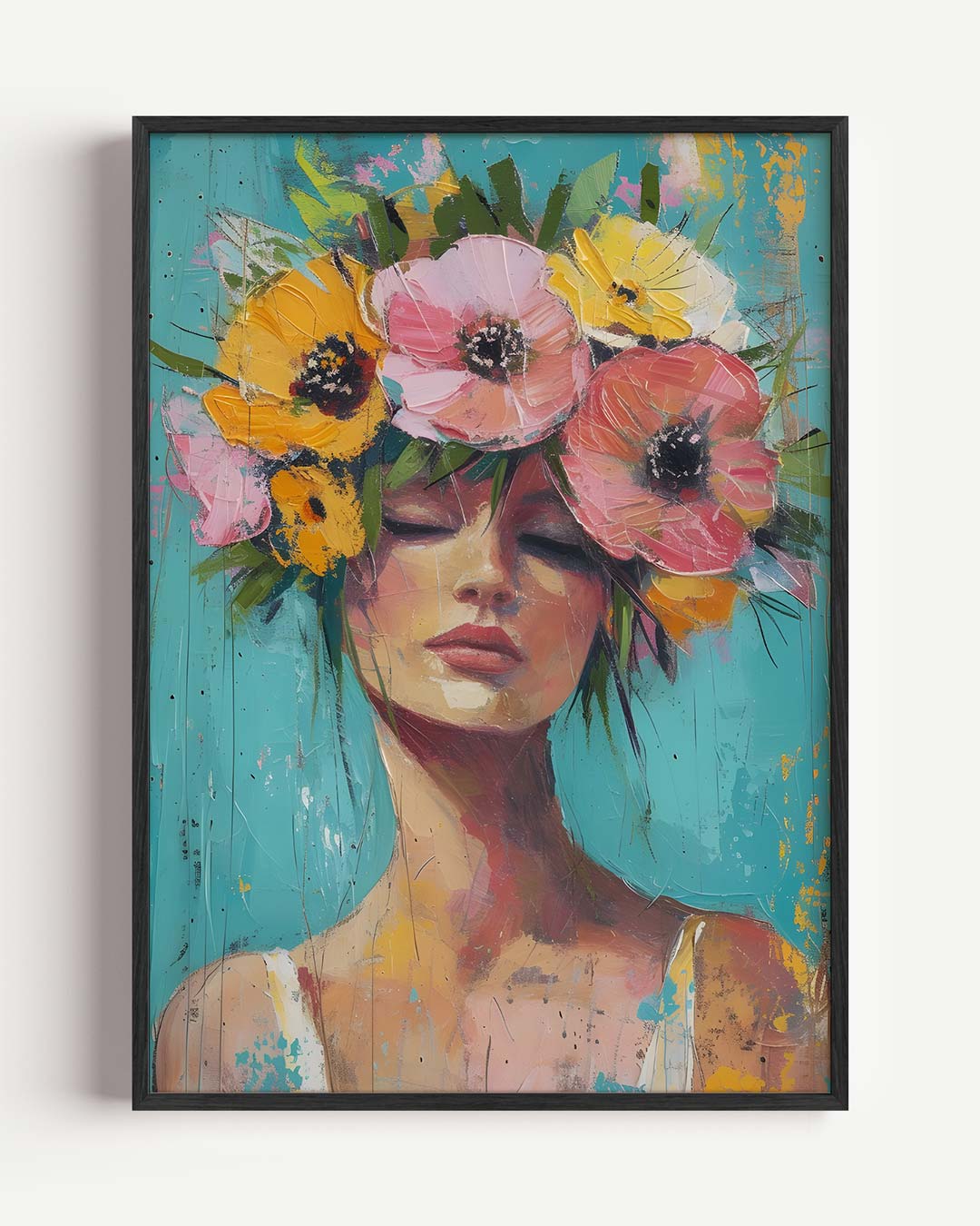 Bloemenkracht Vrouwelijke Portret Poster-WallArtistic