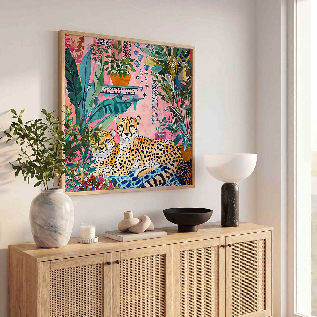 Luipaarden en planten Poster