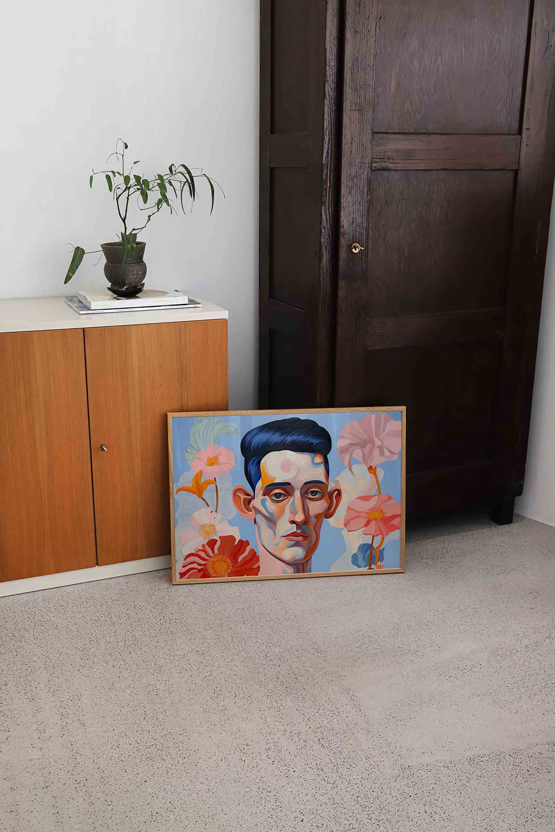Portret met bloemen Poster