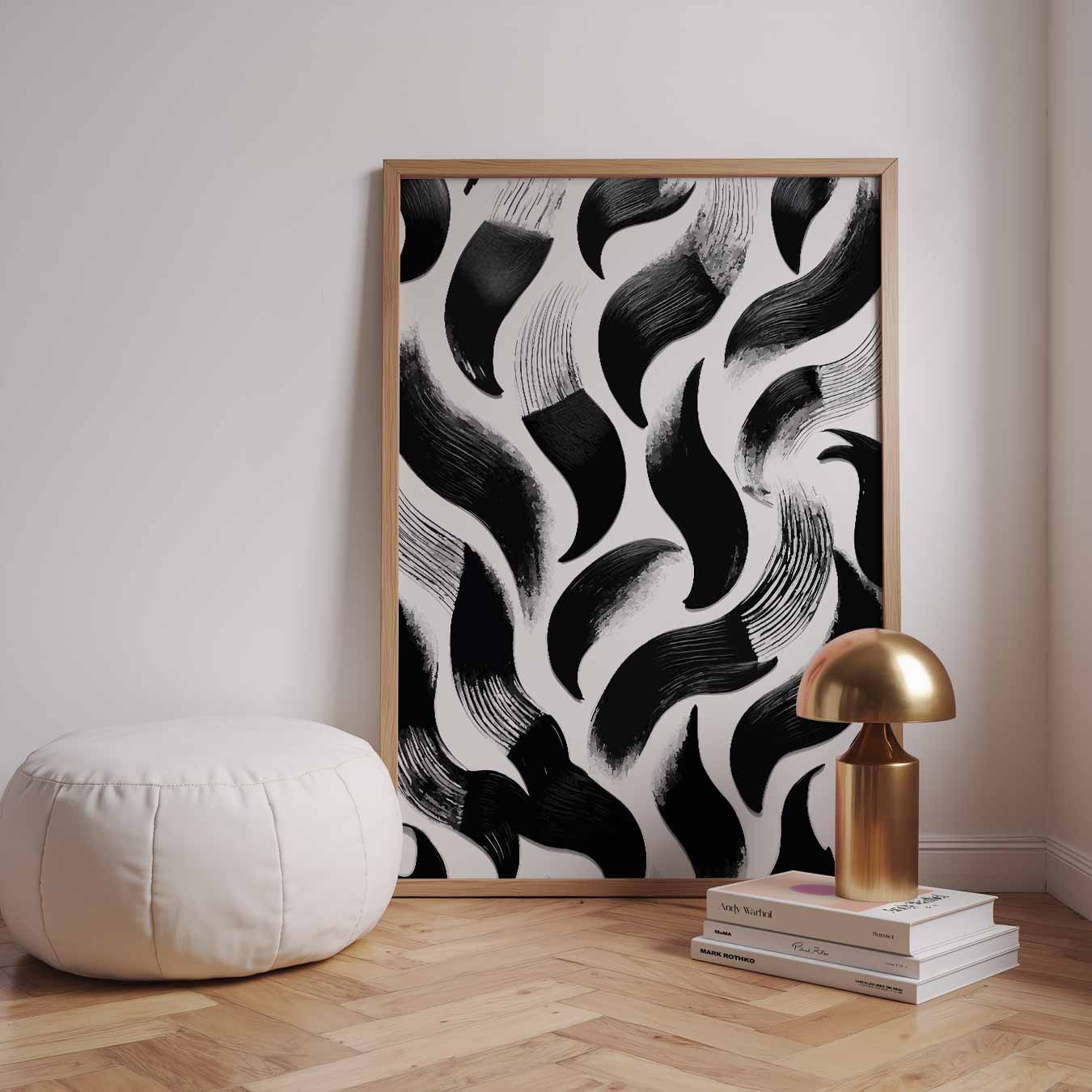 Elegante Zwart-Wit Borstelvegen Poster-WallArtistic