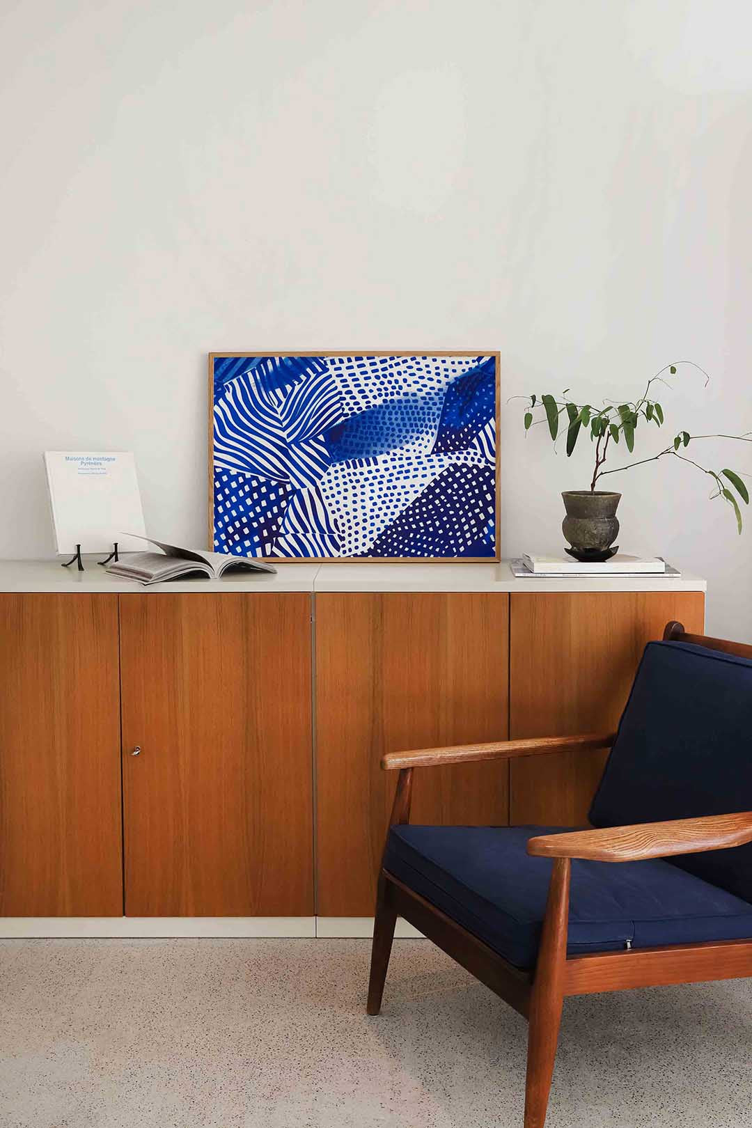 Abstracte blauwe patronen Poster