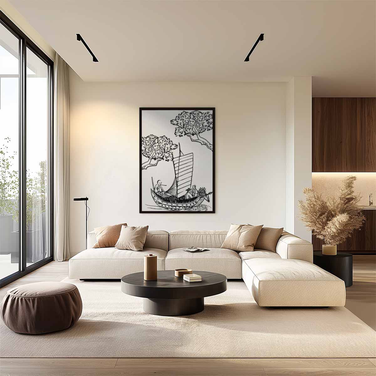 Traditionele Japanse Bootscene Kunstwerk-canvas-dibond-plexiglas-wanddecoratie-WallArtistic