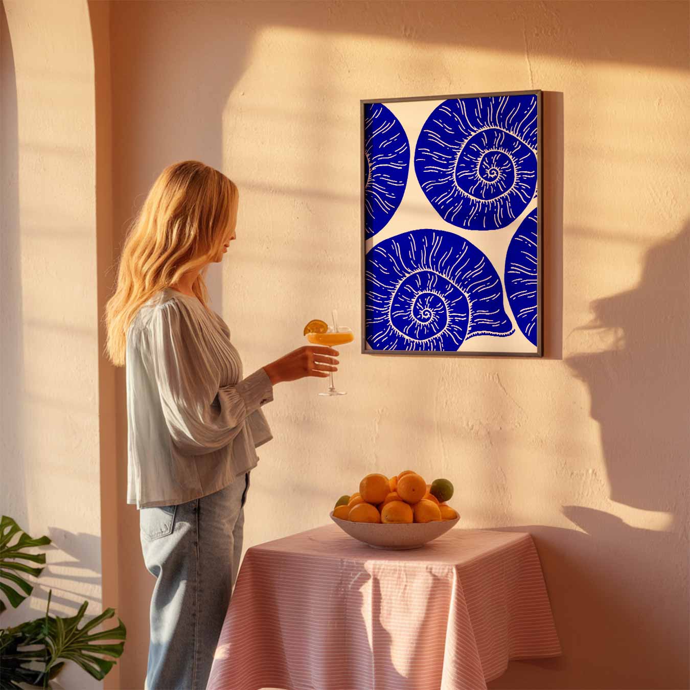Spiralen in Blauw Poster-WallArtistic