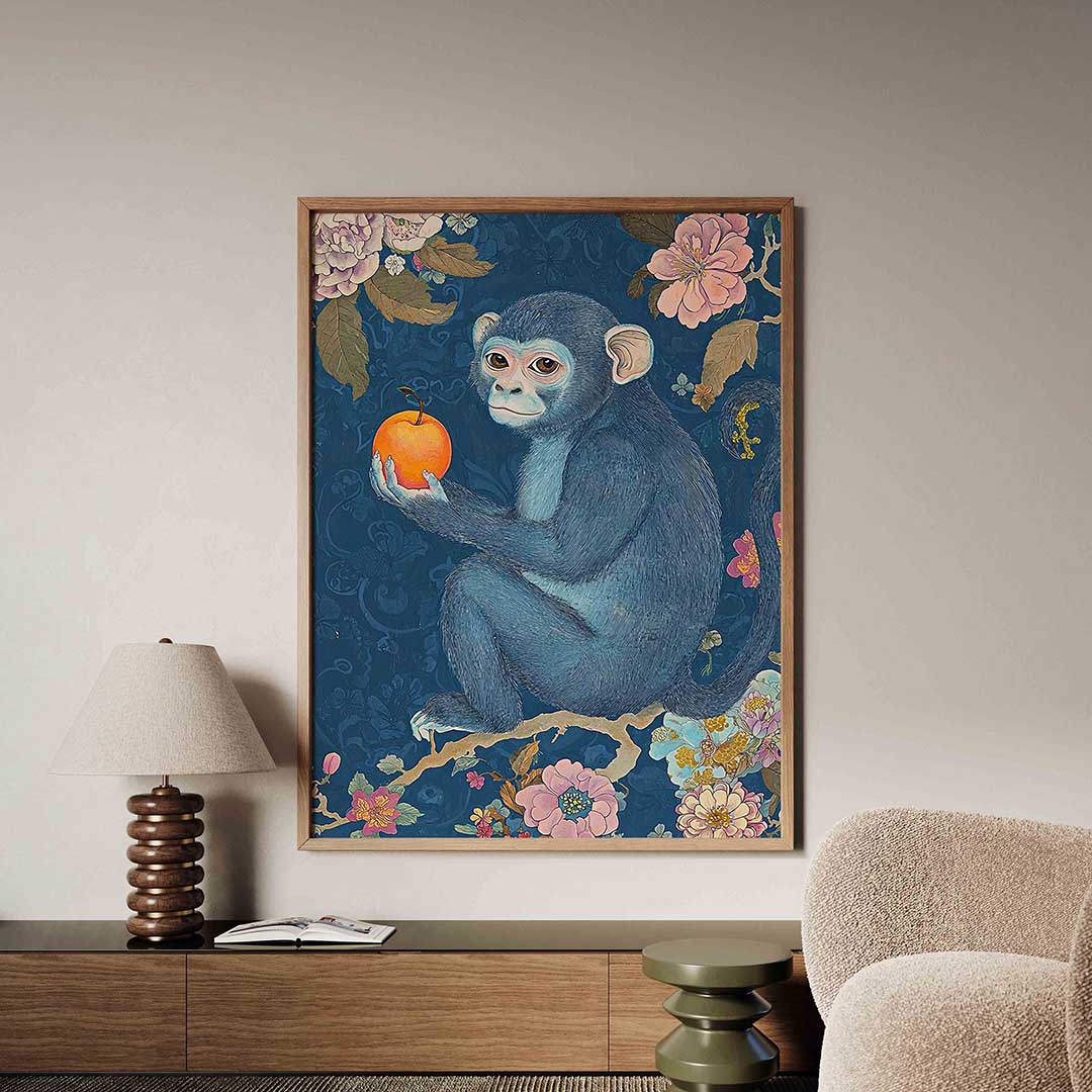 Aap met sinaasappel Poster