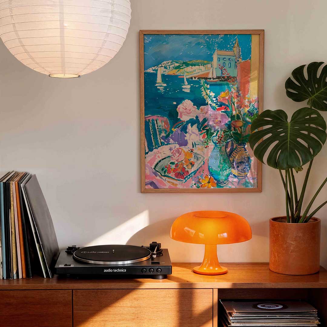 Zeilboten en bloemen Poster