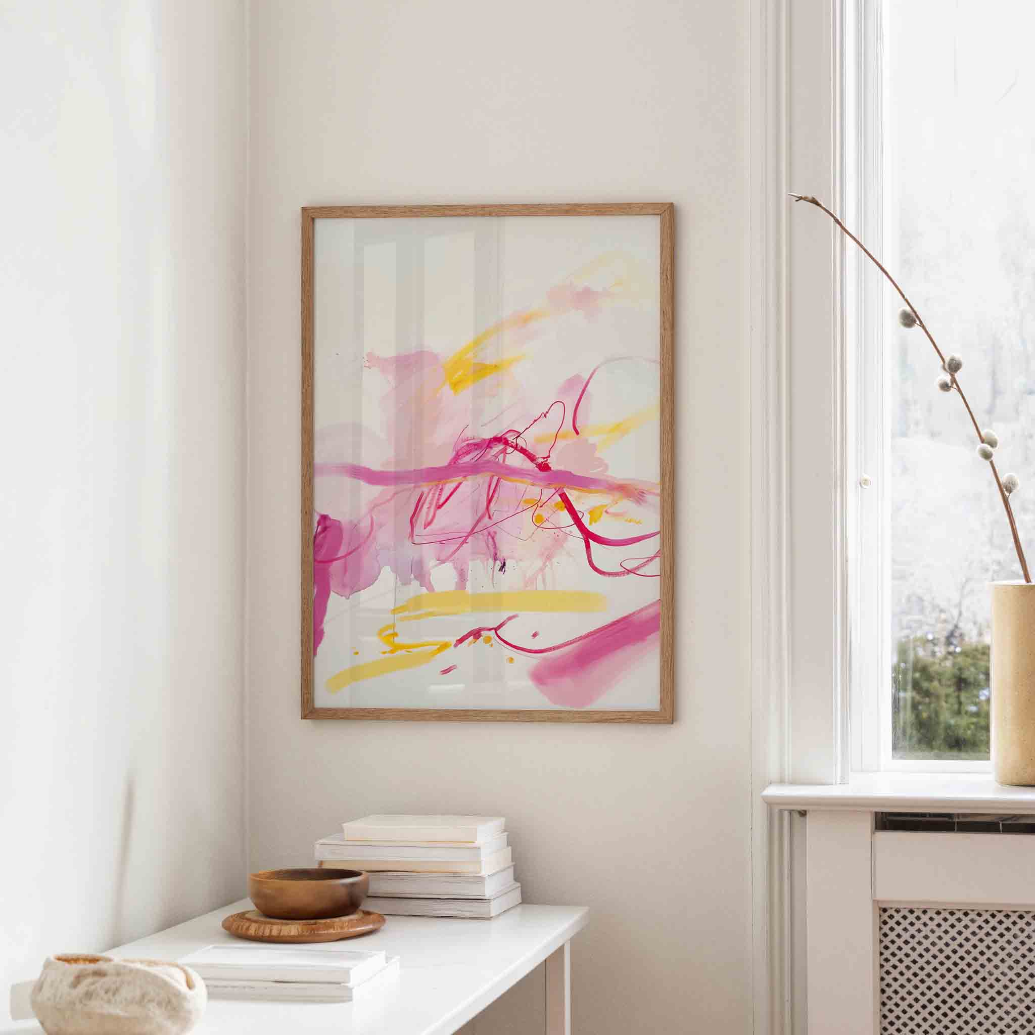 Abstracte roze en gele Poster