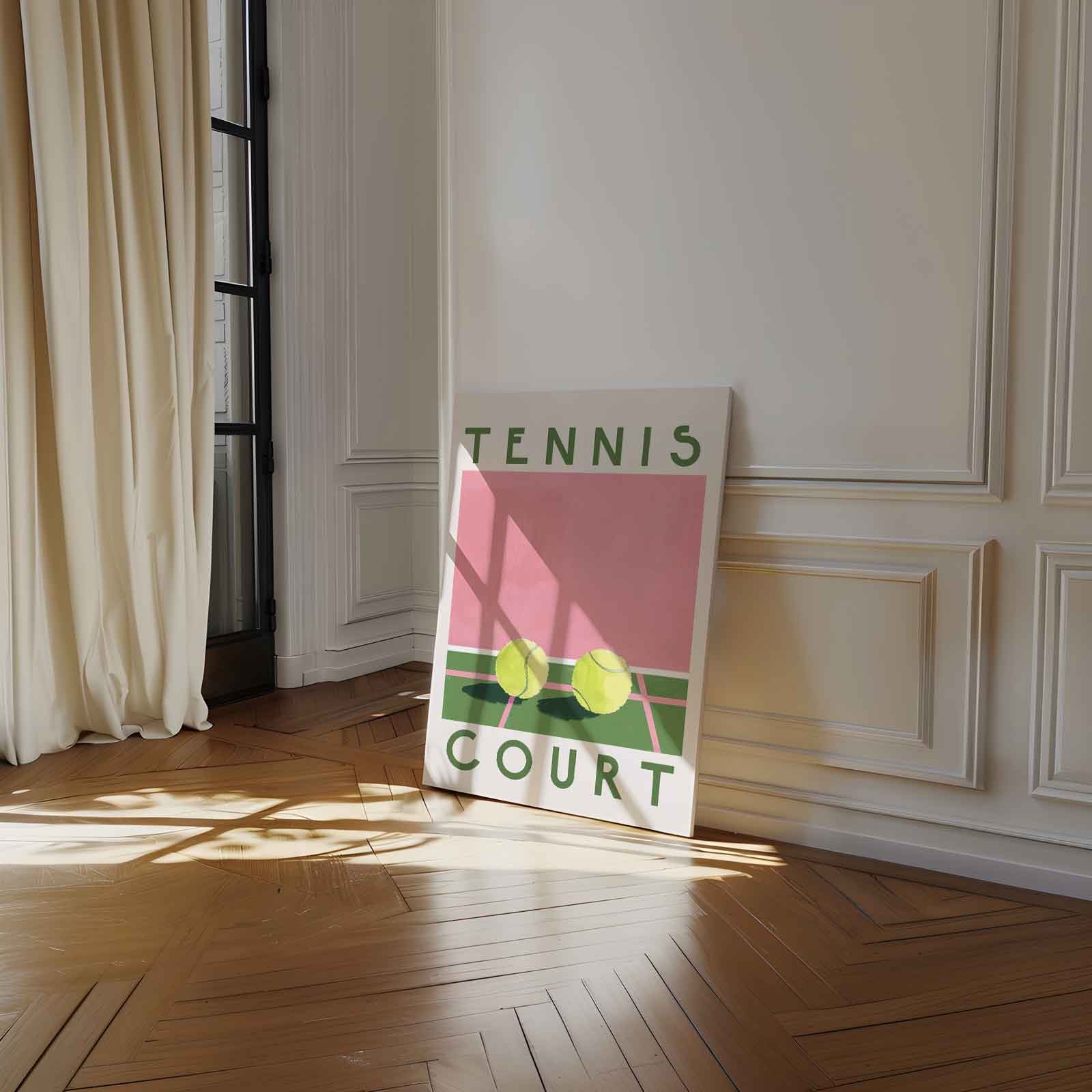 Tennisbaan Droom Kunstwerk-canvas-dibond-plexiglas-wanddecoratie-WallArtistic