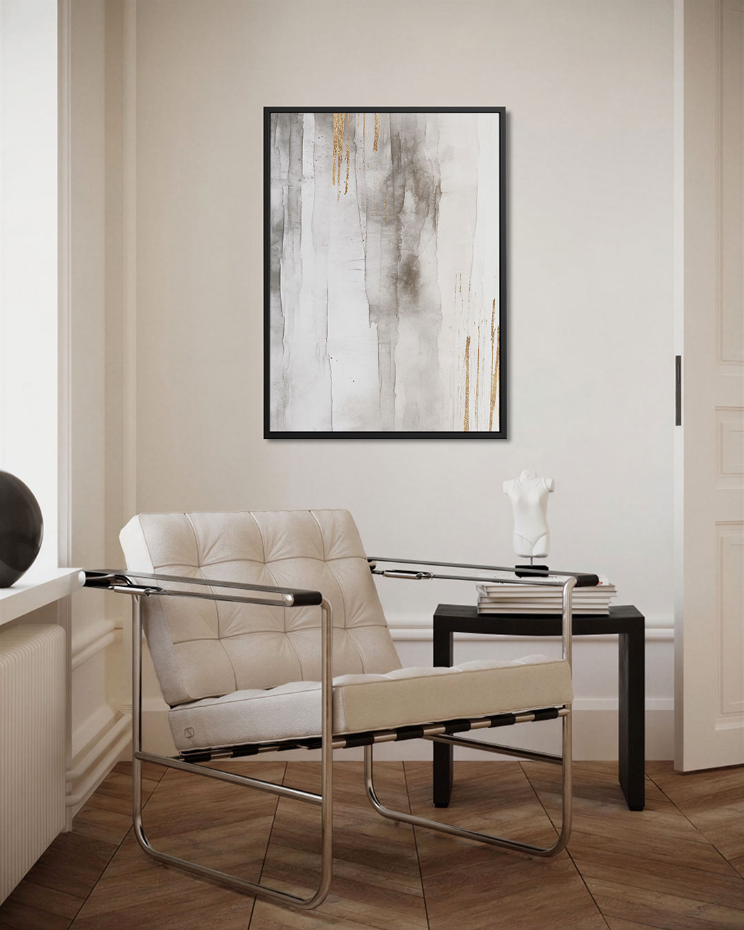 Gouden strepen compositie Kunstwerk
