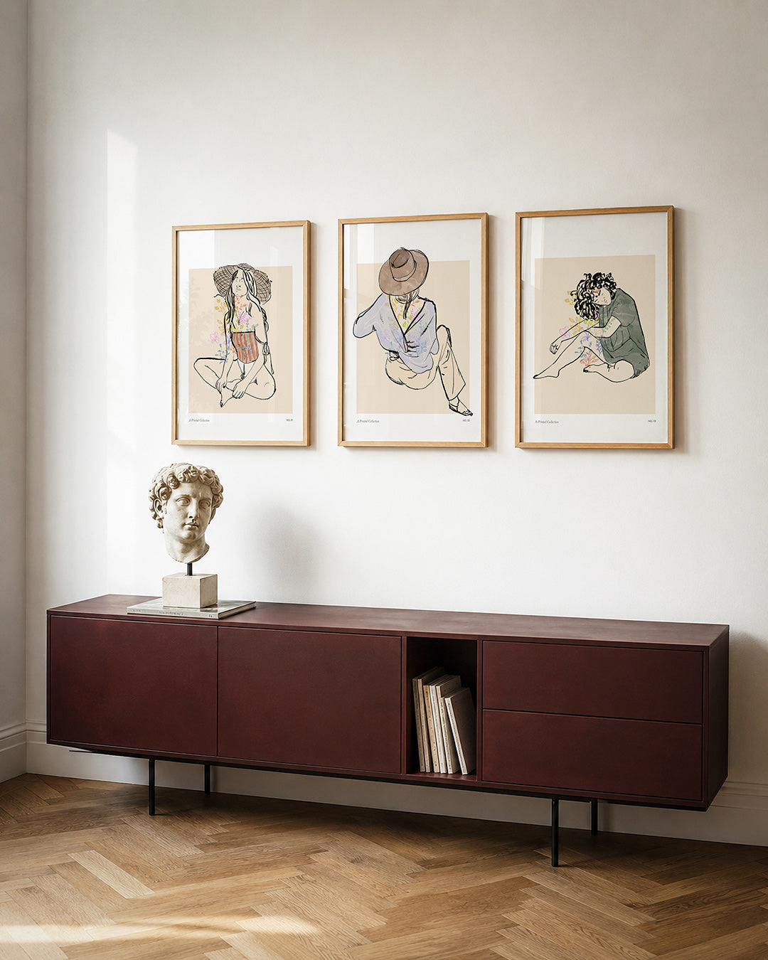 Lijnen en bloemen Posterset