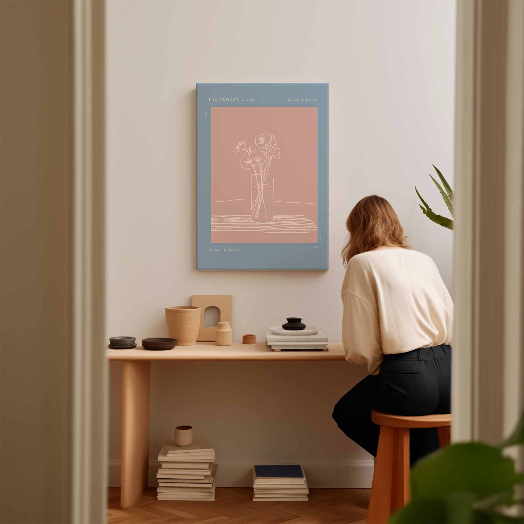 Rustige Bloemenzeteling Kunstwerk-canvas-dibond-plexiglas-wanddecoratie-WallArtistic