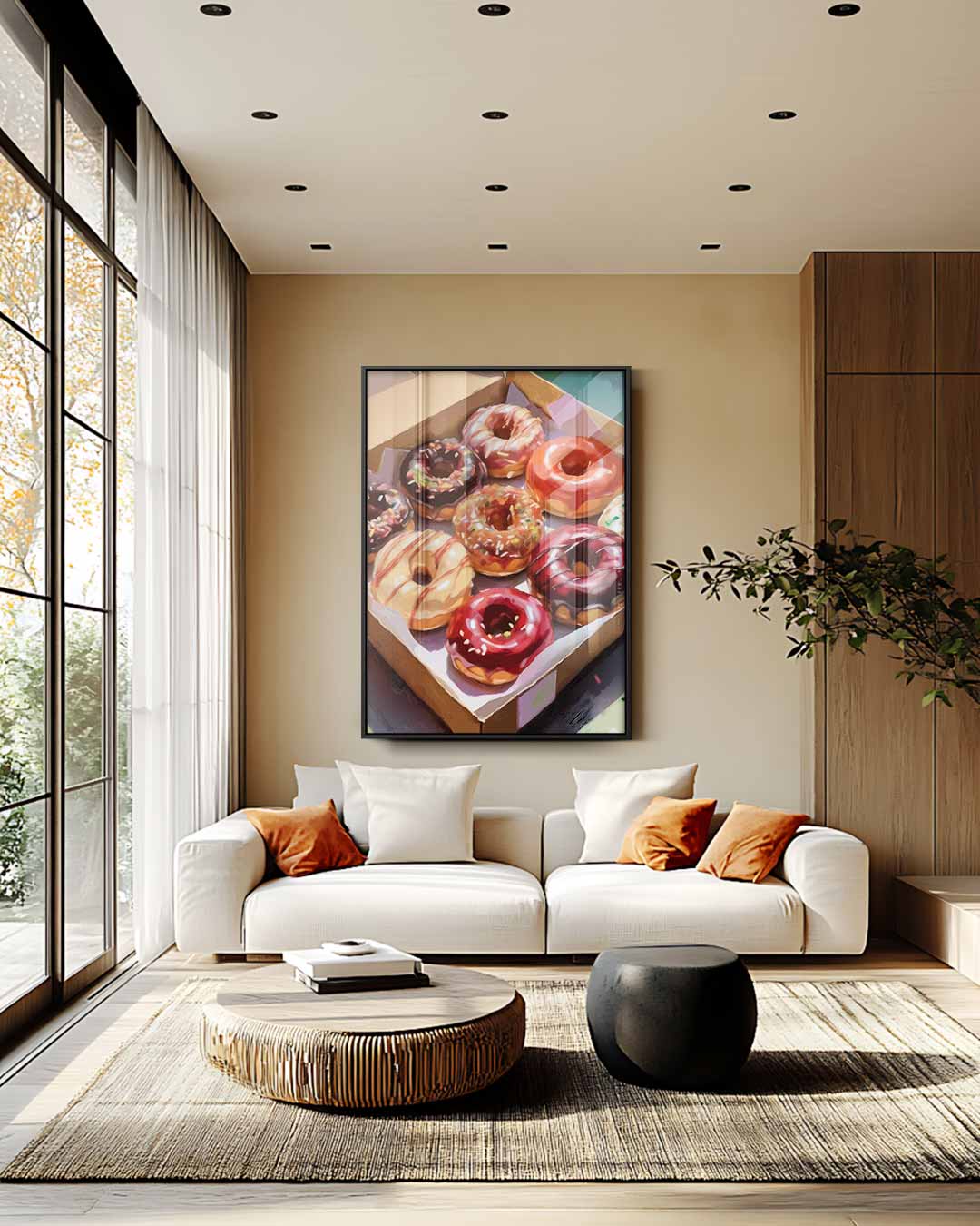 Kleurrijke Donut Verleiding Kunstwerk-canvas-dibond-plexiglas-wanddecoratie-WallArtistic
