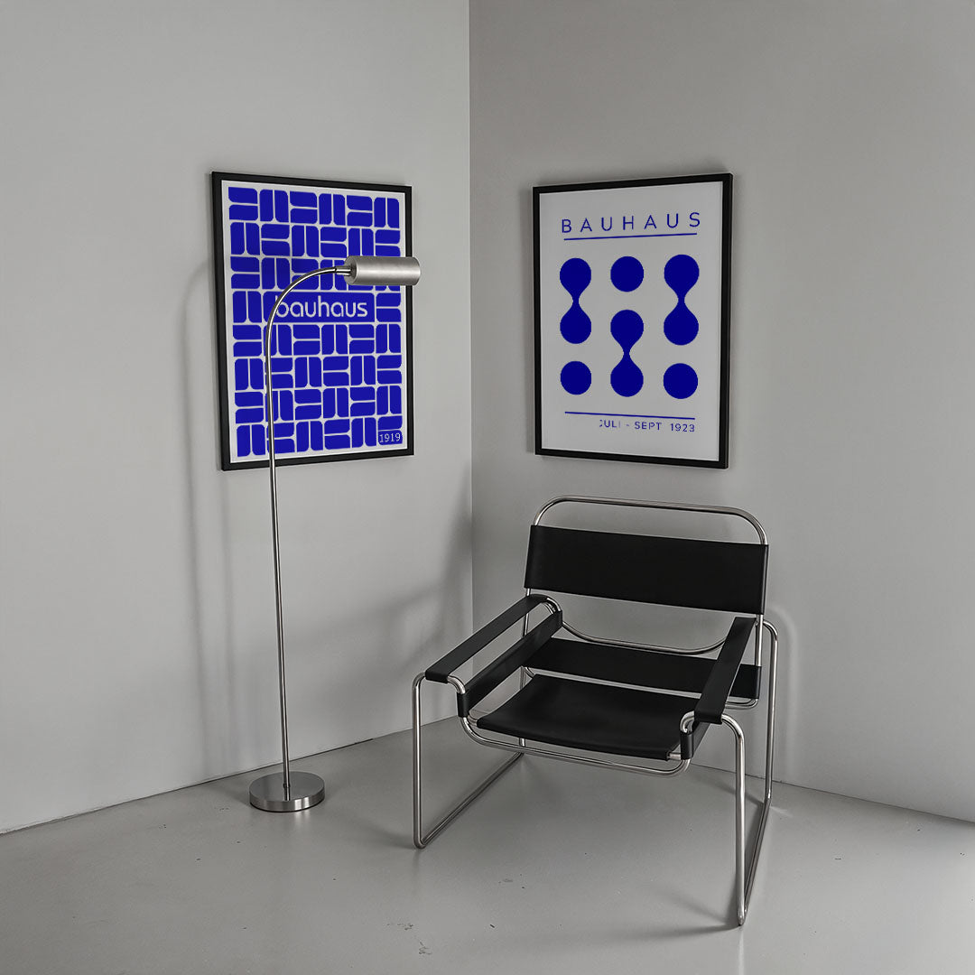 Blauw ritmisch patroon Posterset