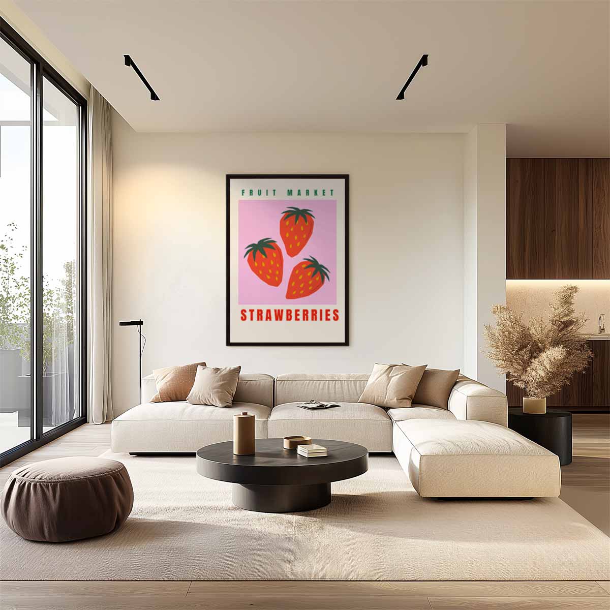 Fruitmarkt Aardbeien Poster Kunstwerk-canvas-dibond-plexiglas-wanddecoratie-WallArtistic