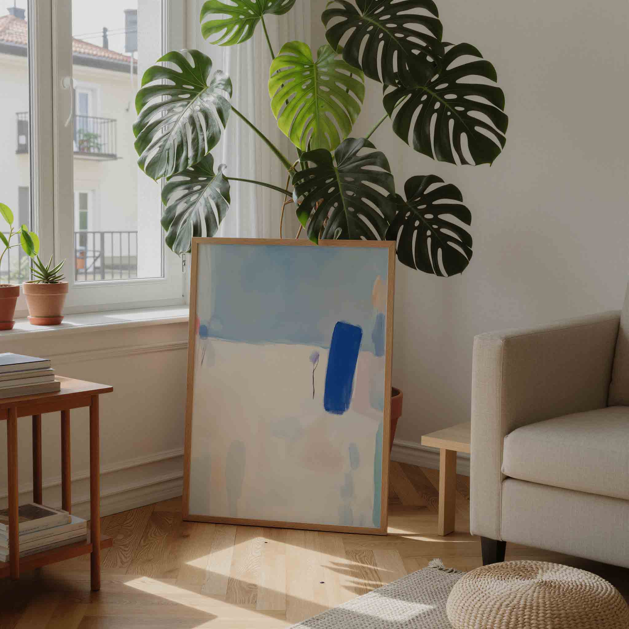 Abstracte blauwe vormen Poster