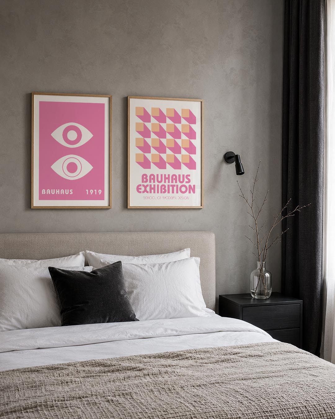 Oogvormen in roze Posterset