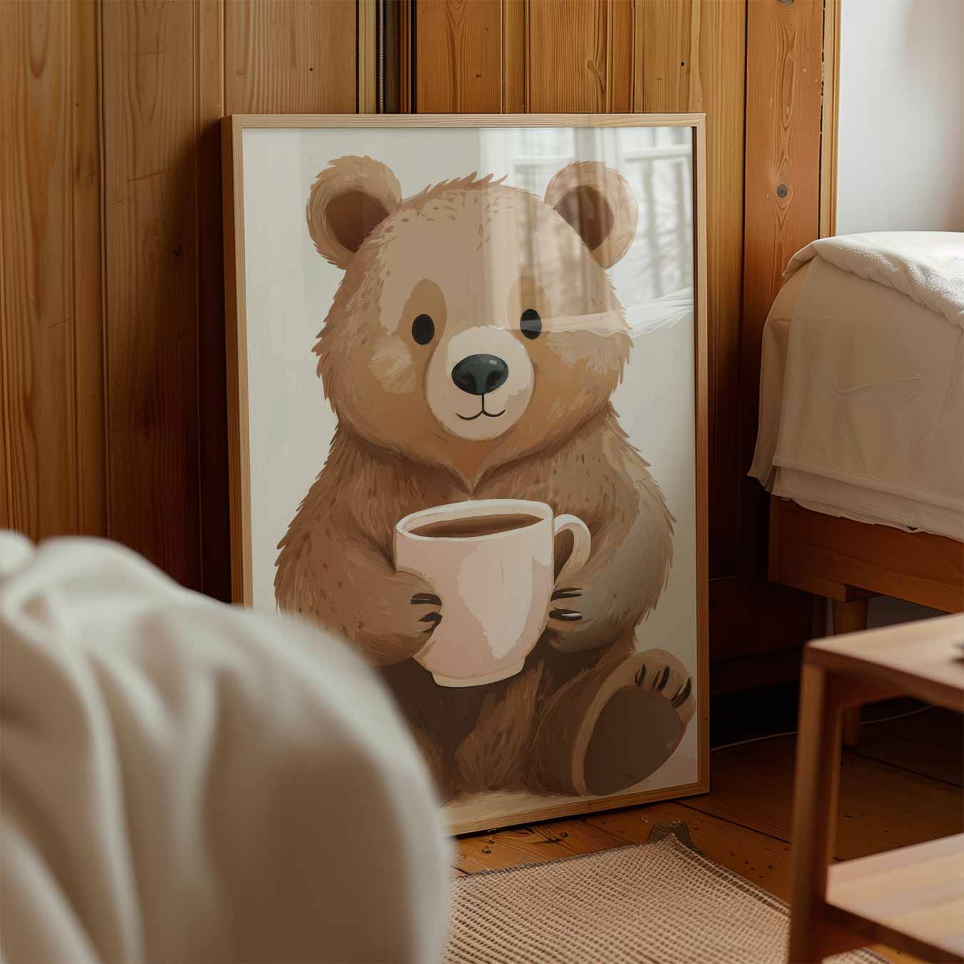 Knuffelige Bereposter Met Mok Poster-WallArtistic