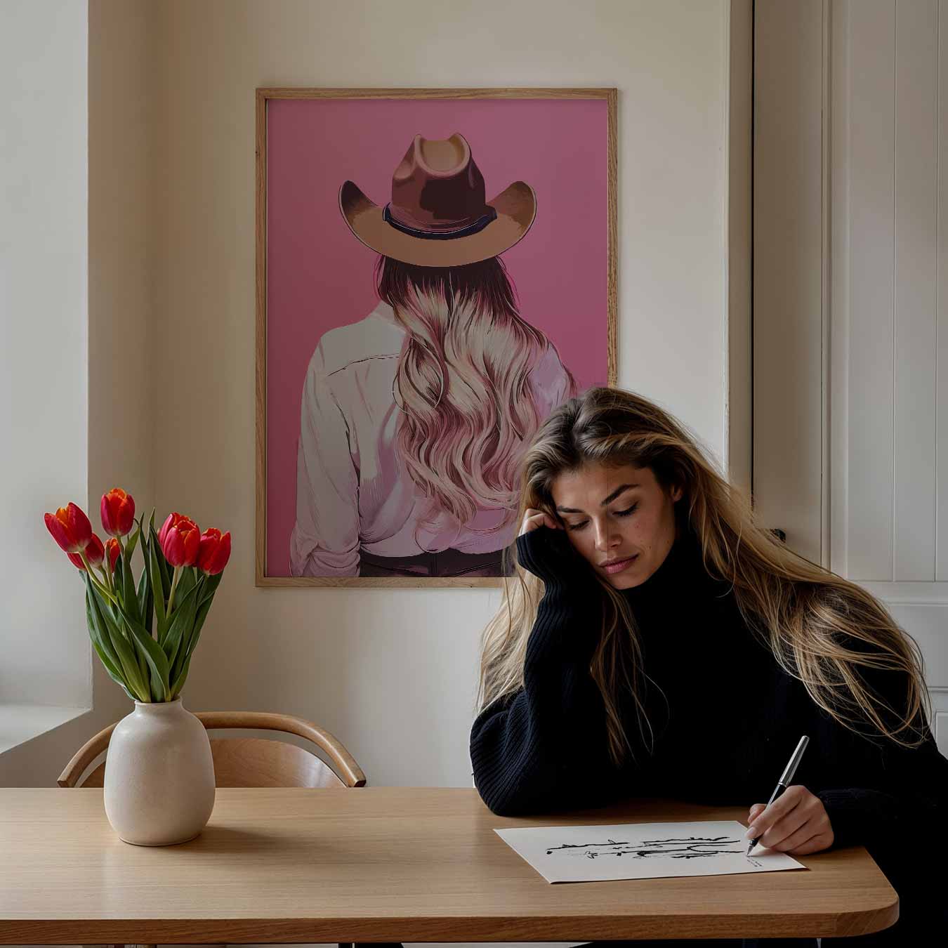 Stijlvolle Cowgirl Poster-WallArtistic