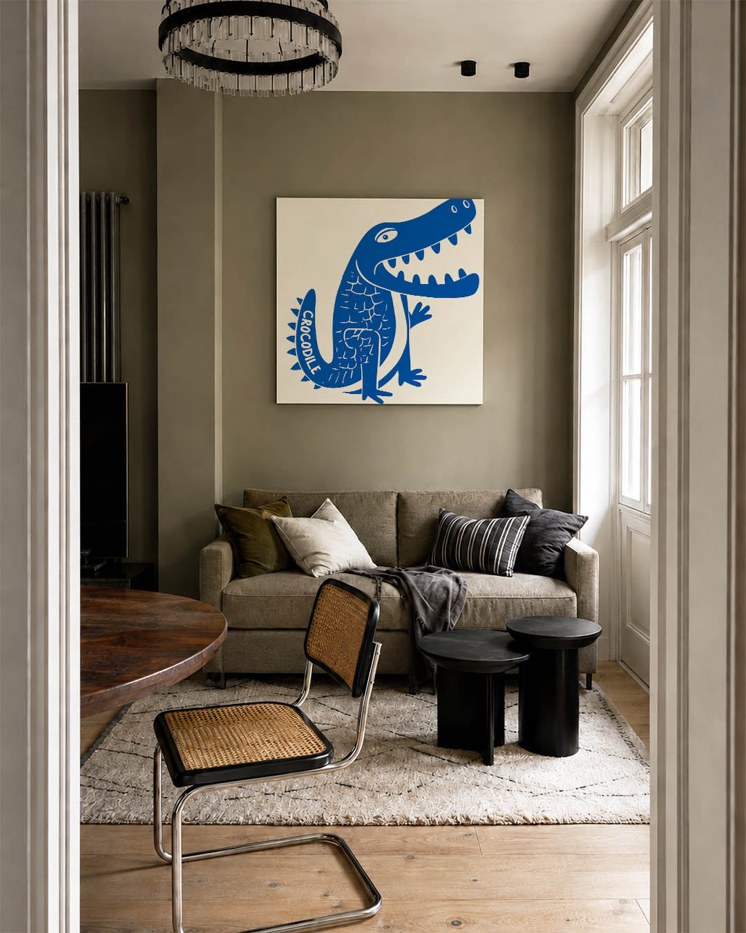 Speelse krokodil illustratie Kunstwerk