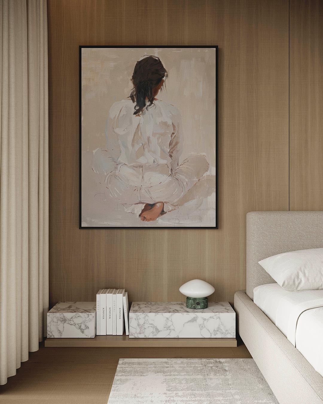 Zittende vrouw rugaanzicht Kunstwerk