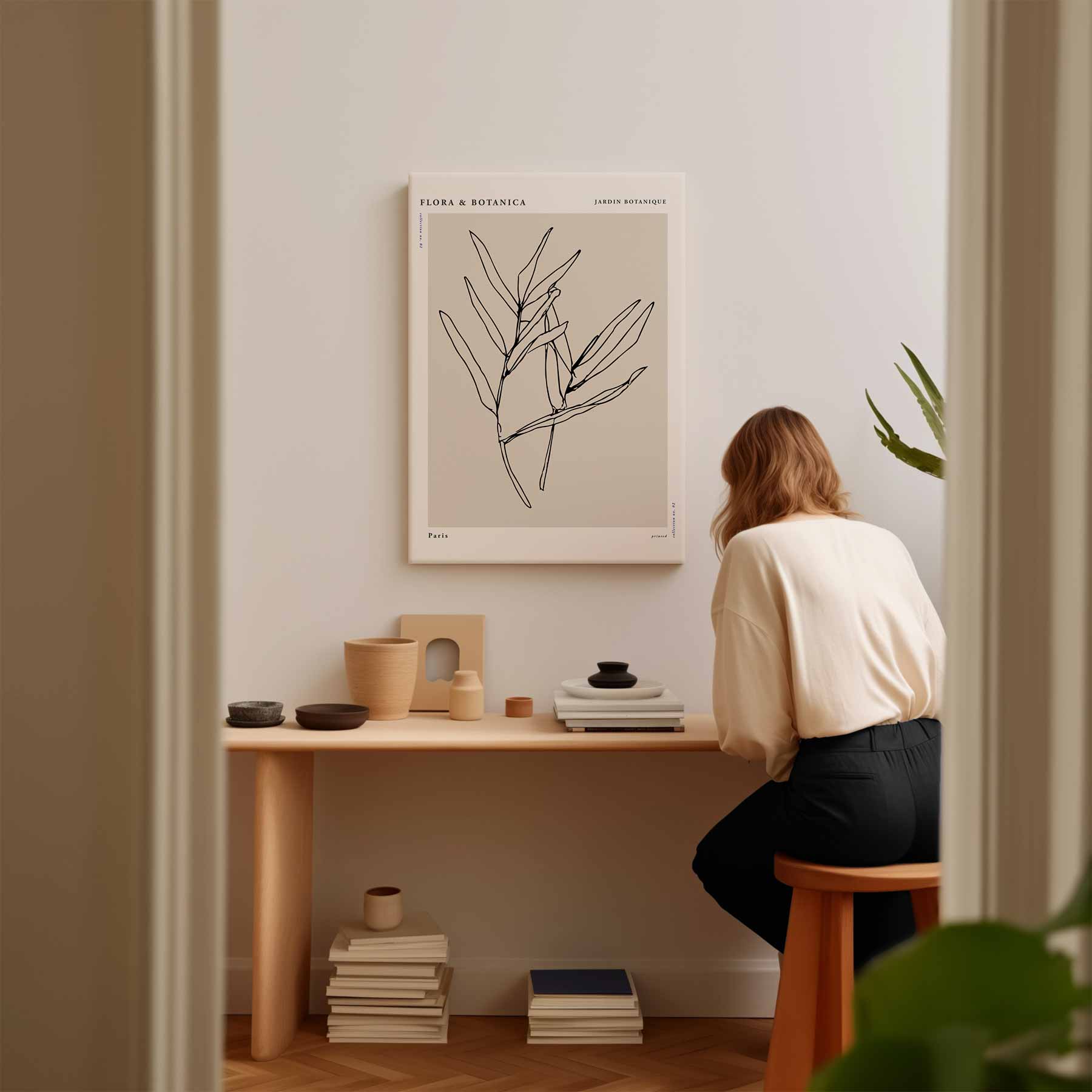 Botanische Schets op Linnen Kunstwerk-canvas-dibond-plexiglas-wanddecoratie-WallArtistic